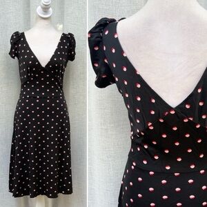 ISSA London black short sleeve circles dress